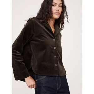 Banana Republic Women Corduroy Shirt Shacket XL Chocolate Brown Boxy Relaxed